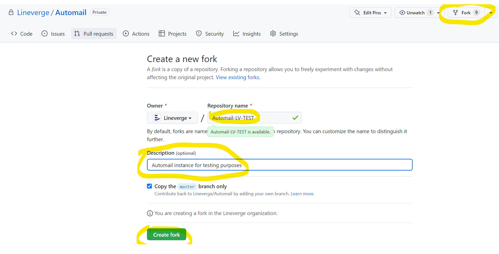 Create a dedicated fork